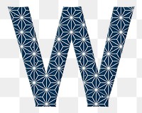 Asanoha letter w Japanese png blue pattern typography
