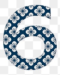 Blossom pattern six png Japanese inspired number typography