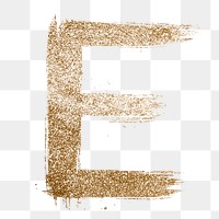 Gold transparent e letter brushed typography