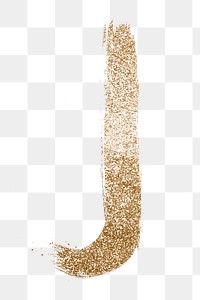 Gold j glitter letter png brushed typography