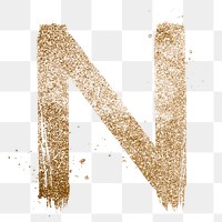 Gold n letter png brushed typography