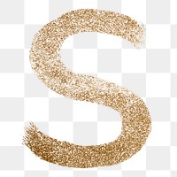 Gold glitter s letter png brushed typography