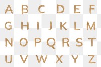 Gold alphabet png brush stroke font
