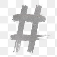 Hashtag sign silver png brush stroke font