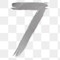 Number 7 brush stroke png silver metallic font