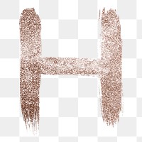 Painted glitter h letter png rose gold font