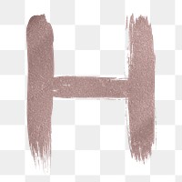 Glam h letter png brush stroke rose gold metallic