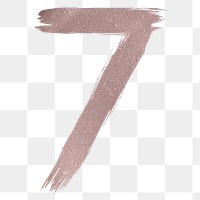 Number 7 png brush stroke rose gold metallic