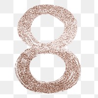Painted 8 number png rose gold glitter font
