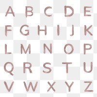 Brushed rose gold alphabet png set