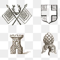 Antique png icon drawing illustration set