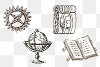 Engraving png icon vintage icon drawing set