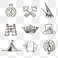 Old png icon hand drawn illustration set