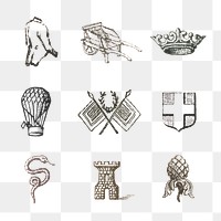 Vintage png engraving icon hand drawn illustration