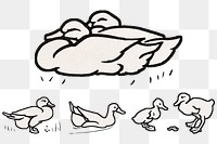 Vintage duck animal logo png sticker set