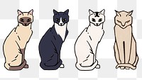Retro cat sticker png vintage logo collection