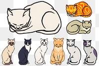 Retro cat sticker png vintage logo collection