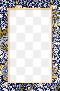 Vintage floral frame png William Morris inspired pattern