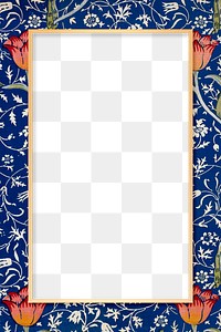 Rectangular antique floral frame png William Morris inspired pattern