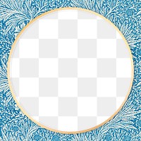 Round antique floral frame png William Morris inspired pattern