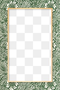 Rectangular antique floral frame png William Morris inspired pattern