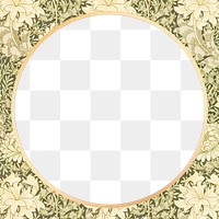 Round gold png William Morris inspired pattern background