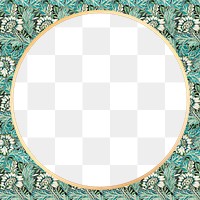 Round gold png William Morris inspired pattern background