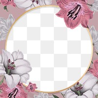 Gold floral round frame png