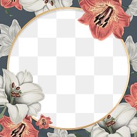 Frame png with lily pattern vintage style
