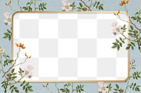 Vintage floral frame png landscape copy space