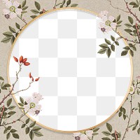 Gold floral round frame png