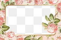 Rectangular floral frame png blank space