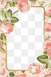 Gold floral rectangular frame png