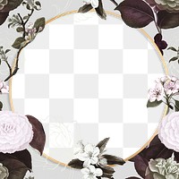 Frame png with camellia pattern vintage style