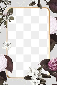 Rectangular floral frame png blank space