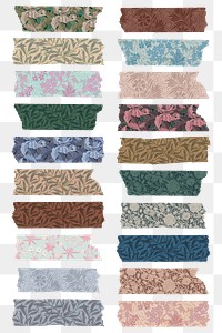 PNG William Morris leafy washi tape diary sticker set