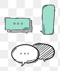 Png speech bubble cartoon doodle hand drawn sticker set