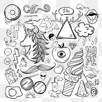 Png cool doodle social media story sticker set