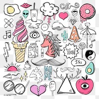 Png cool doodle social media story sticker set