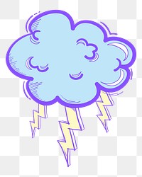 Png thunder cloud doodle cartoon teen sticker