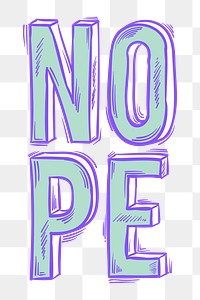 Png nope word funky hand drawn doodle cartoon sticker