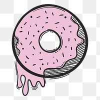 Png glazed donut cartoon doodle hand drawn sticker