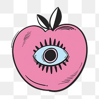Png apple funky hand drawn doodle cartoon sticker