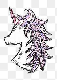 Png unicorn funky hand drawn doodle cartoon sticker