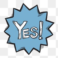 Png yes text bubble cartoon doodle hand drawn sticker