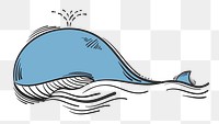 Png whale cartoon doodle hand drawn sticker