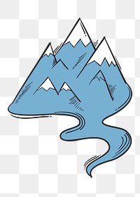 Png mountain cartoon doodle hand drawn sticker