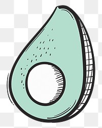 Png avocado cartoon doodle hand drawn sticker