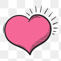 Png pink heart cartoon doodle hand drawn sticker