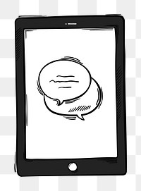 Png tablet screen text bubble pastel doodle cartoon clipart